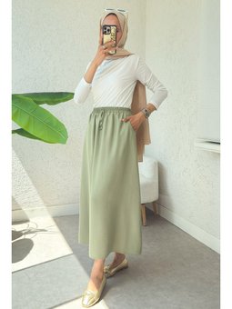 Umay Cepli Açık Haki Etek