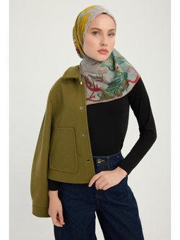 Mercan Bahçesi Kiremit Efilia Desenli 90x90 Cm Eşarp