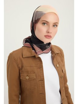 Renklerin Lalesi Kiremit Efilia Desenli 90x90 Cm Eşarp