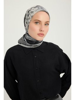 Sessiz Mevsimler Gri Efilia Desenli 90x90 Cm Eşarp