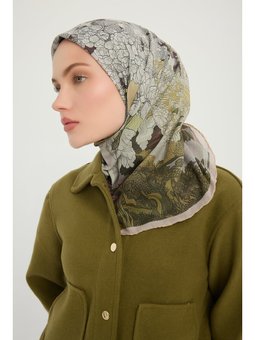 Sessiz Mevsimler Vizon Efilia Desenli 90x90 Cm Eşarp