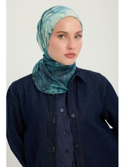 Zamansız Hayal Nefti Efilia Desenli 90x90 Cm Eşarp