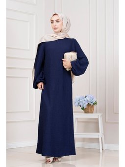 Yuvarlak Yaka Lacivert Elbise