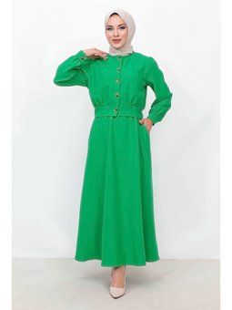 Eteği Cepli Düğmeli İkili Yeşil Takım