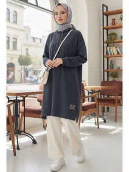 Armalı Vortex Yırtmaçlı Fume Tunik Füme