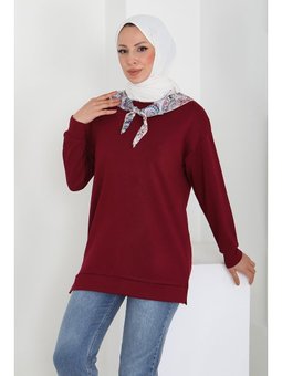 Fularlı Modal Tunik Bordo