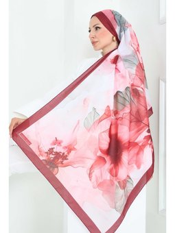Pastel Flora Serisi Pamuk Şal Mercan