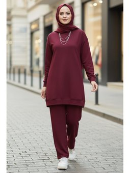 Tunik Pantolon Modal İkili Takım Bordo