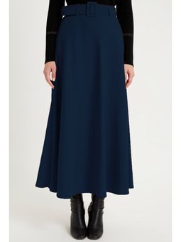 Kemerli Kloş Lacivert Etek