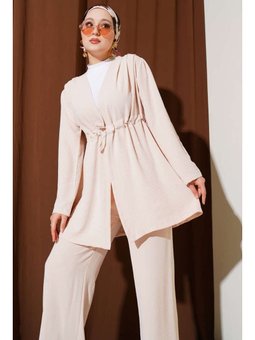 Bel Tünelli Ayrobin İkili Bej Takım