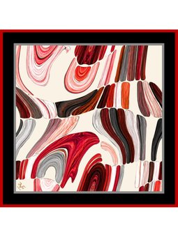 Abstract Desen Black Seri Twill Eşarp Askısı İle Birlikte 90x90 Cm Siyah Kırmızı