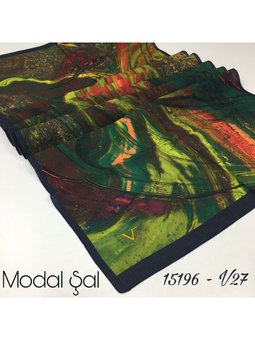 Abstract Desen Modal Seri Askısı İle Birlikte 75x200 Cm Fıstık Yeşil Şal Zümrüt