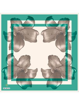 Çiçekli Desen Black Seri Twill Eşarp Askısı İle Birlikte 90x90 Cm Kırıkbeyaz,yeşil