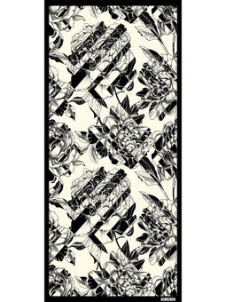 Çiçekli Desen Pavia Seri Şal Askısı İle Birlikte 90x200 Cm Siyah Beyaz