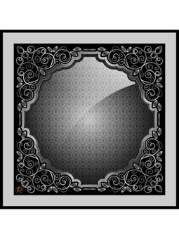 Desenli Black Seri Rayon Askısı İle Birlikte 90x90 Cm Gri Eşarp Siyah