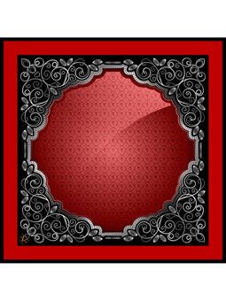 Desenli Black Seri Rayon Askısı İle Birlikte 90x90 Cm Kırmızı Siyah Eşarp