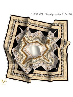 Desenli Italian Cashmere Seri Askısı İle Birlikte Siyah Eşarp