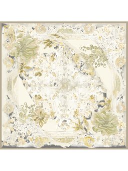 Desenli İtalyan Şifon Askısı İle Birlikte 110x110 Cm Haki Eşarp