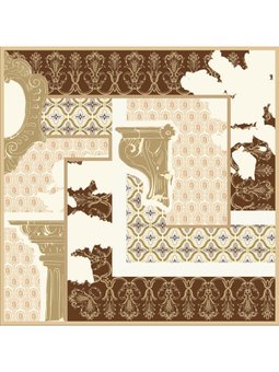 Desenli İtalyan Şifon Askısı İle Birlikte 110x110 Cm Kahverengi Eşarp