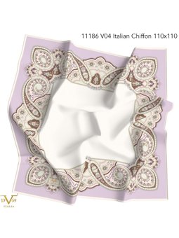 Desenli İtalyan Şifon Seri Askısı İle Birlikte 110x110 Cm Lila Eşarp