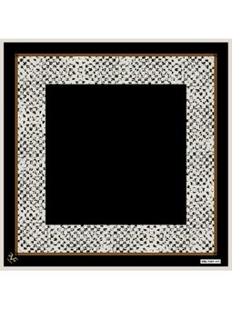 Ekose Desen Black Seri Twill Askısı İle Birlikte 90x90 Cm Siyah Eşarp