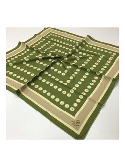 Geometrik Desen Gold Seri Twill Askısı İle Birlikte 90x90 Cm Haki Eşarp Yeşil Vizon