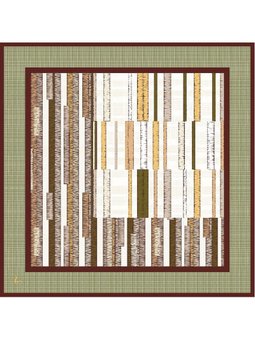 Geometrik Desen Gold Seri Twill Askısı İle Birlikte 90x90 Cm Haki Yeşil Krem Eşarp