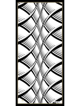 Geometrik Desen Lino Seri Askısı İle Birlikte 90x200 Cm Beyaz Şal Siyah