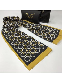 Geometrik Desen Modal Seri Askısı İle Birlikte 75x200 Cm Sarı Şal Siyah