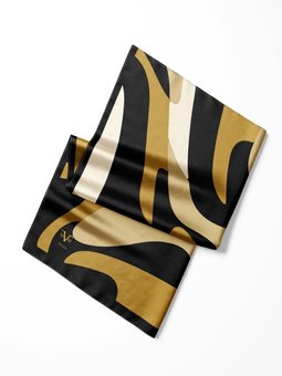 Geometrik Desen Pavia Seri Şal Eşarp Askısı İle Birlikte 90x200 Cm Siyah Gold