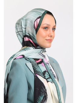Kelebek Desen Dora Saten Seri Askısı İle Birlikte Zümrüt Şal Yeşili