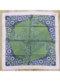 Mandala Desen Black Seri Twill Askısı İle Birlikte 90x90 Cm Pudra Eşarp Turuncu