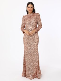 Gold Rengi Abiye Elbise