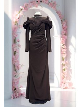 Dila Kahverengi Abiye Elbise