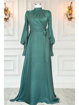 Efruz Zümrüt Yeşili Abiye Elbise