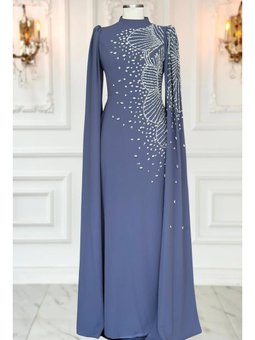 Hüsna İndigo Abiye Elbise