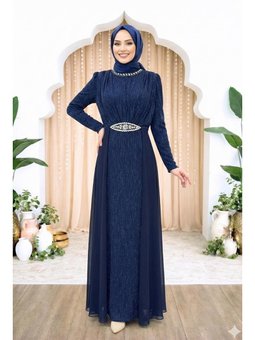 Sare Lacivert Abiye Elbise