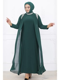 Zambak Zümrüt Yeşili Abiye Elbise