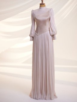 Krem Lara İncili Abiye Elbise