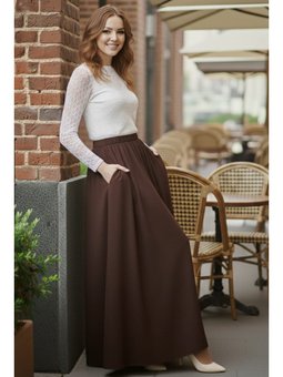 Beli Lastikli Double Kahverengi Etek