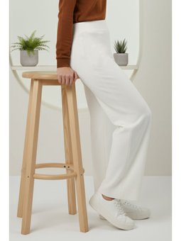 Beli Lastikli İpli Triko Taş Rengi Pantolon