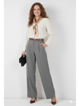 Kemerli Gri Pantolon