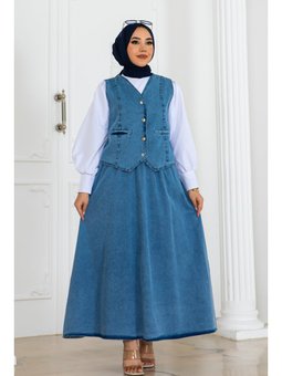 Kot Yelekli Etekli Takım Mavi