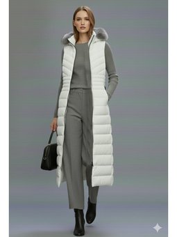 Uzun Şişme Beyaz Yelek