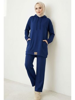 Çift Cepli Kapüşonlu İkili Lacivert Takım