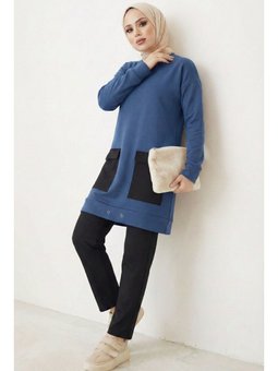 Kapak Cepli İkili İndigo Takım