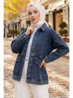 Taşlı Kot Koyu Mavi Ceket