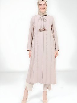 Bej Giy Çık İnci Detaylı Kap