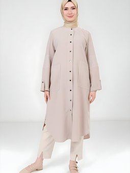 Bej Giy Çık Spor Dikişli Kap