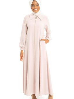 Bej Gömlek Yakalı Belden Biyeli Ferace